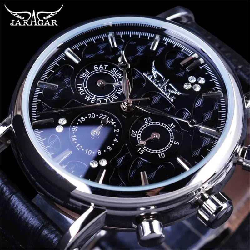 Men's Automatic Mechanical Watch Fashionable and Elegant Leather Strap Luxury Business Men's Watches reloj hombre