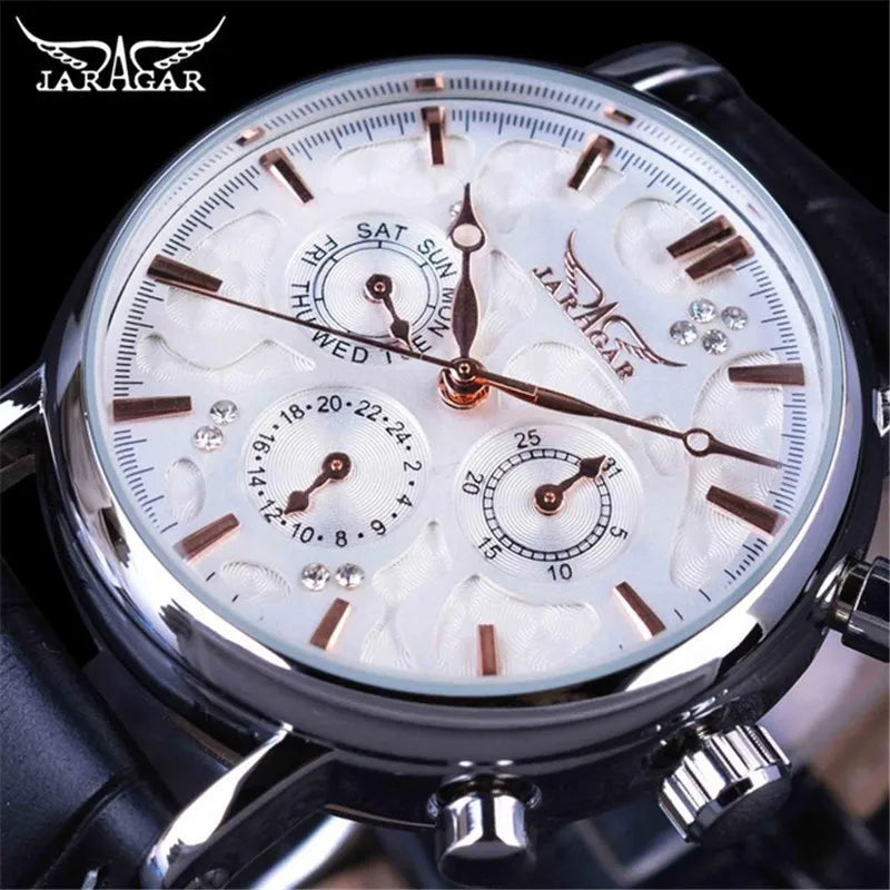 Men's Automatic Mechanical Watch Fashionable and Elegant Leather Strap Luxury Business Men's Watches reloj hombre