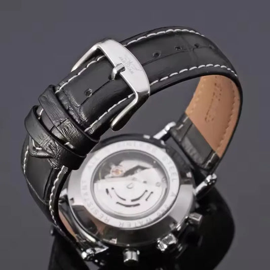 Men's Automatic Mechanical Watch Fashionable and Elegant Leather Strap Luxury Business Men's Watches reloj hombre
